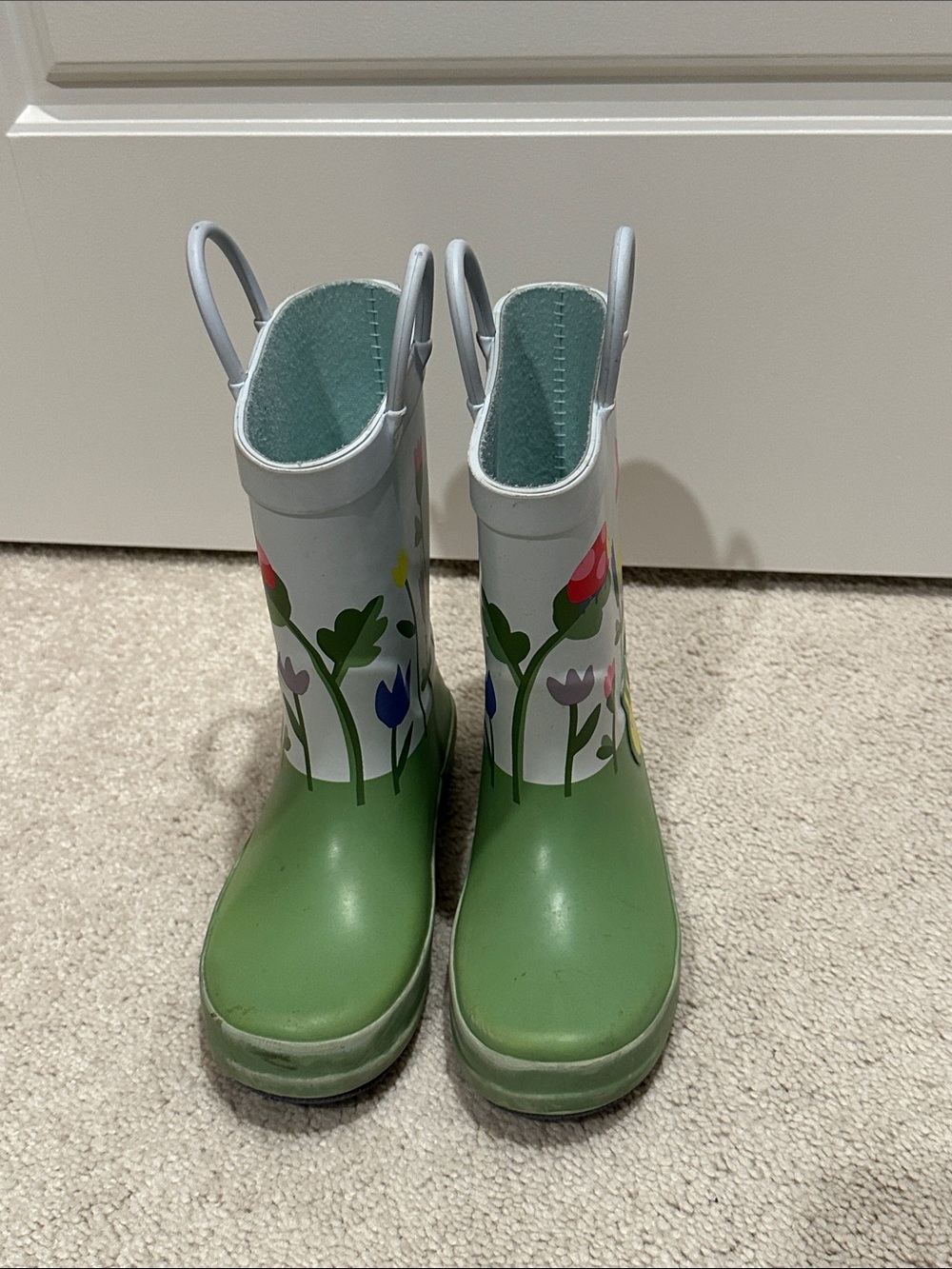 Cat & Jack Green Floral Pull-On Rain Boots for Kids